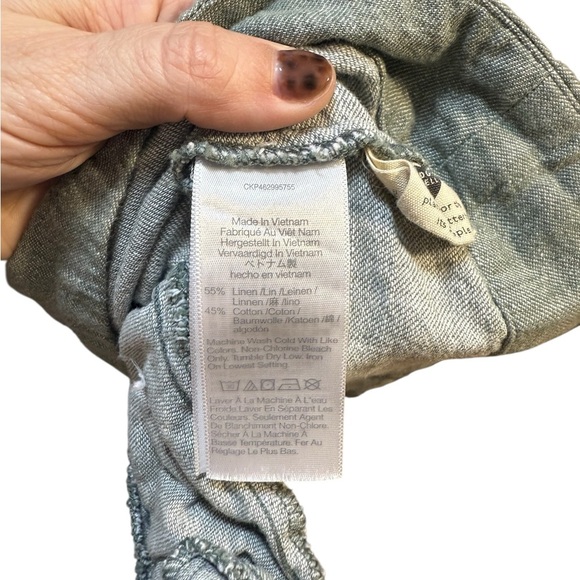 Madewell Sage Green Linen Cotton Tank Mini Dress NF885 w/ Pockets Size M - Picture 3 of 6